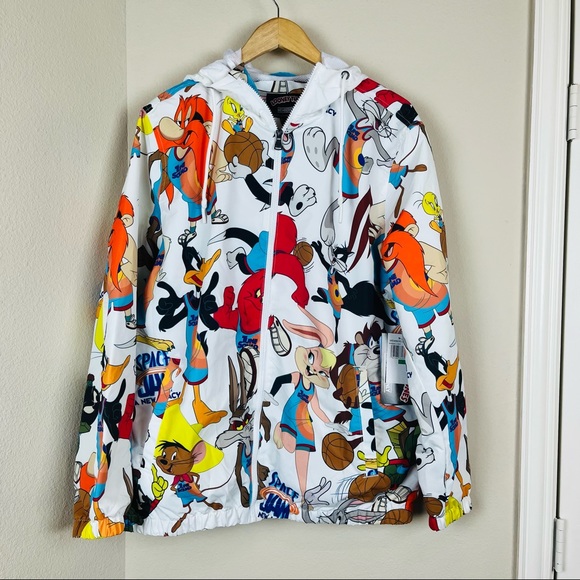 NEW Members Only Looney Tunes Space Jam Hood Windbreaker Jacket LARGE Cartoon - Picture 7 of 9